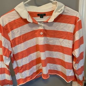 Peach and white long sleeve rugby